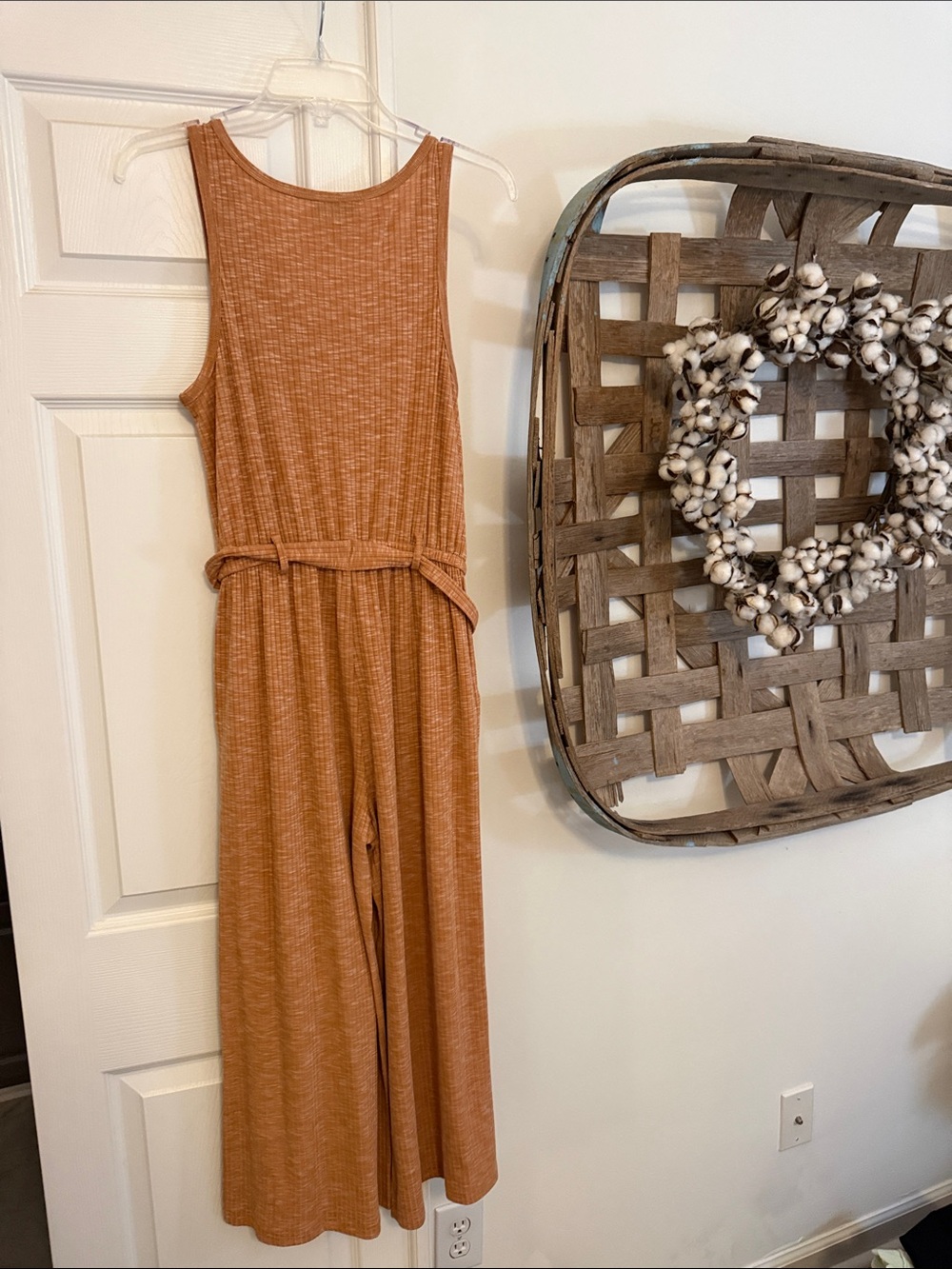 NWOT Bobeau Devin Melange Rusty Orange Ribbed Jumpsuit - Picture 6 of 8